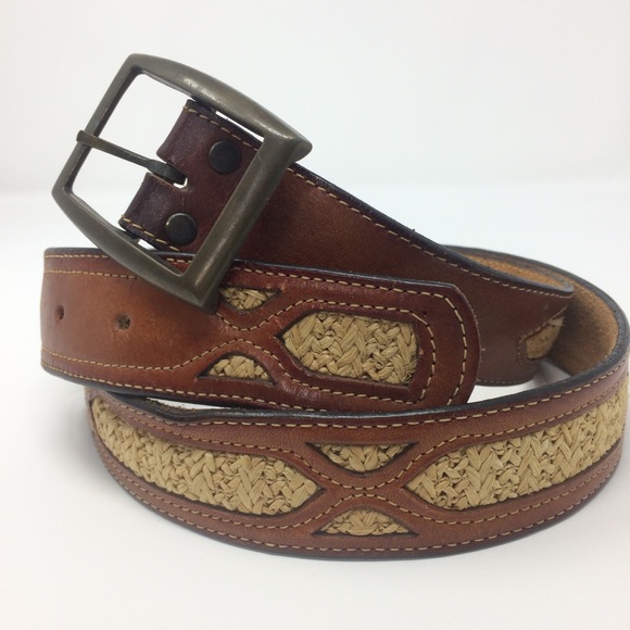 VINTAGE Legion Straw and Leather Belt - Picture 1 of 8